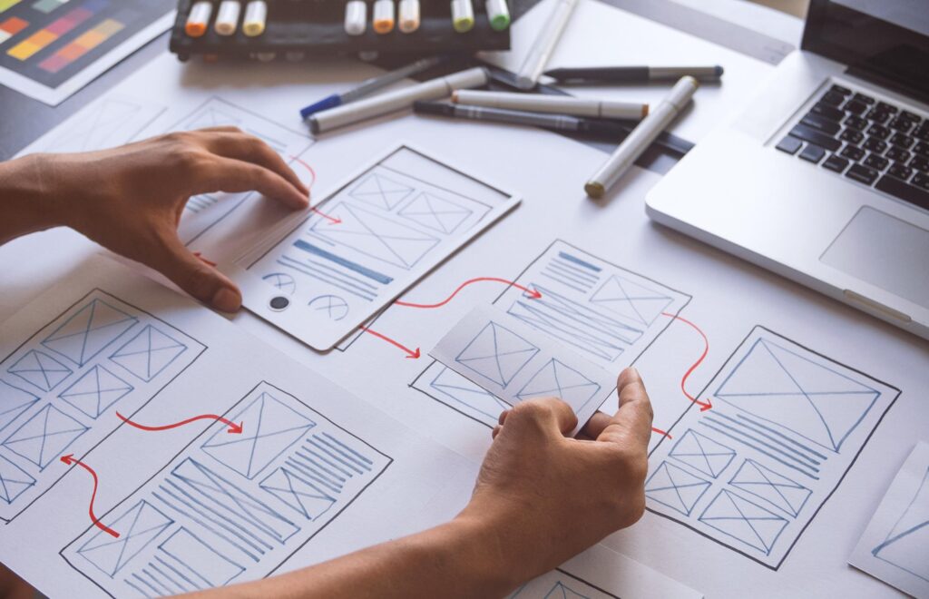 Image of designing and planning of website for mobile responsiveness.